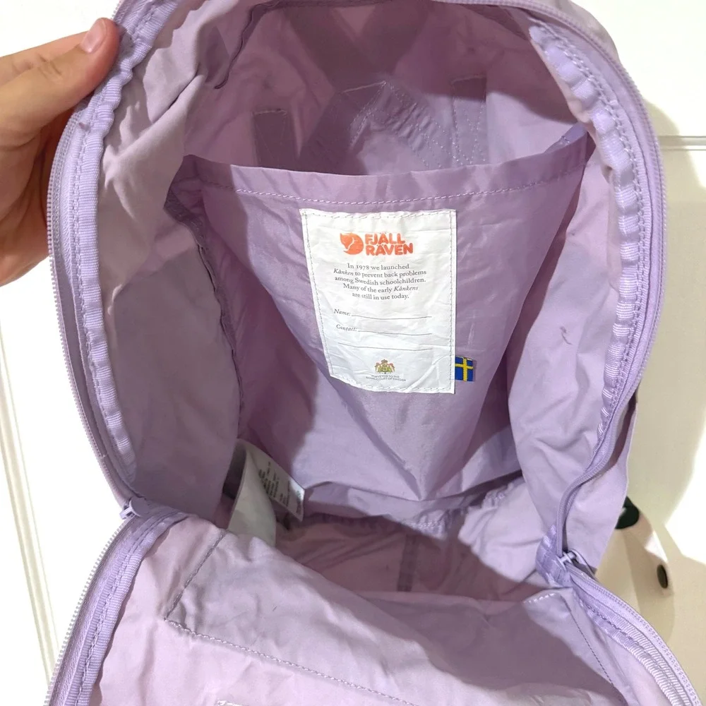 Fjallraven Kanken Classic Backpack Lavender Purple Cream Straps School Bag
